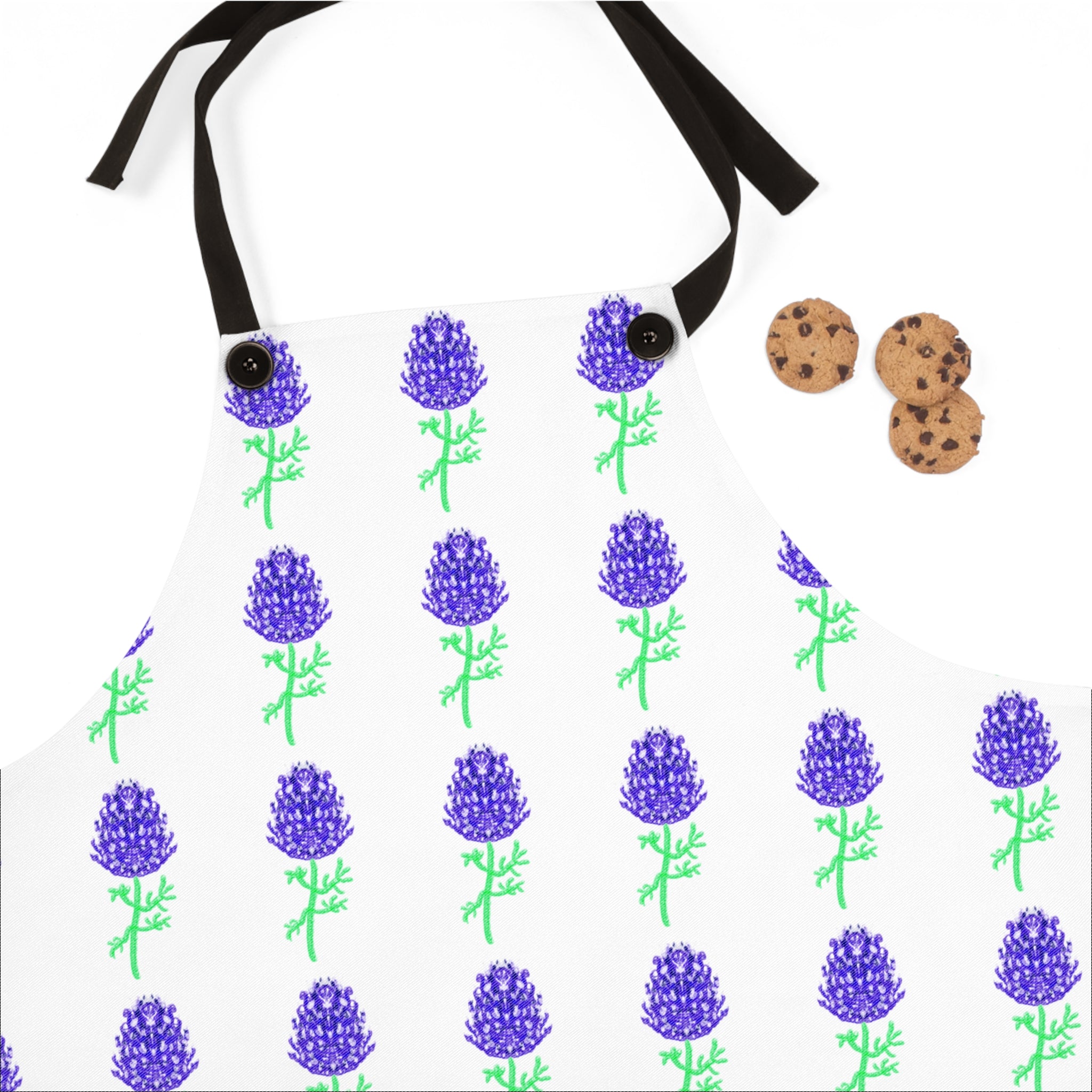Bluebonnet Apron — Floral Texas Bluebonnets Kitchen Apron