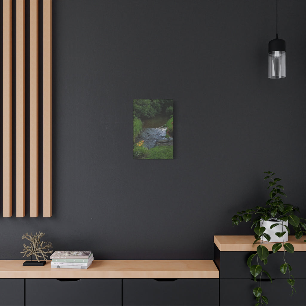 Tranquil Stream Garden — Matte Stretched Canvas Wall Art