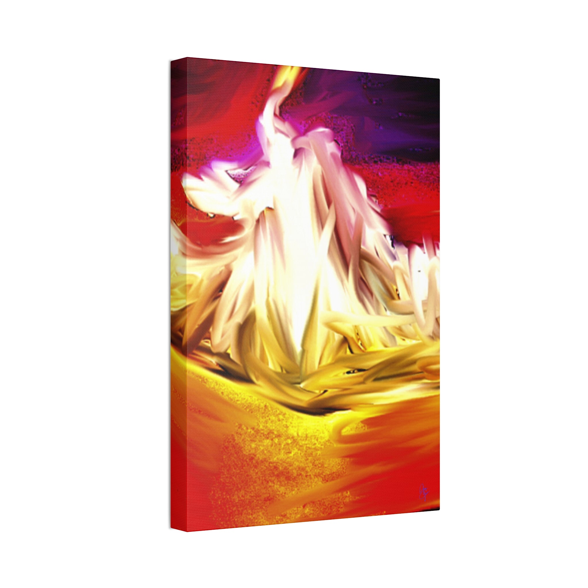 Abstract Campfire Canvas Print — Vibrant Red & Gold Stretched Wall Art