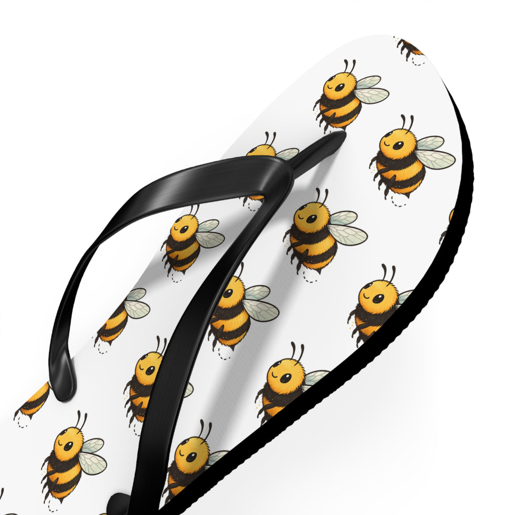 Bee Pattern Flip Flops — Cute Yellow Bee Summer Sandals