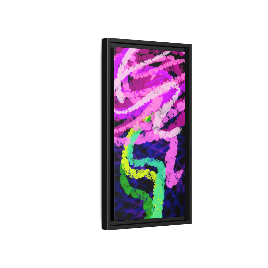 Framed Matte Canvas - Neon Rose Abstract Wall Art