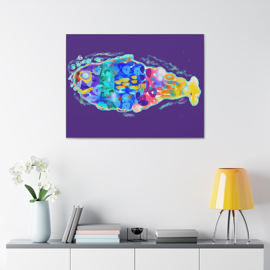 Colorful Abstract Fish Canvas Print — Vibrant Ocean Wall Art