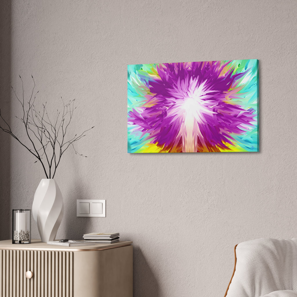 Abstract Radiant Burst Canvas - Vibrant Purple Floral Wall Art (Stretched 1.5")
