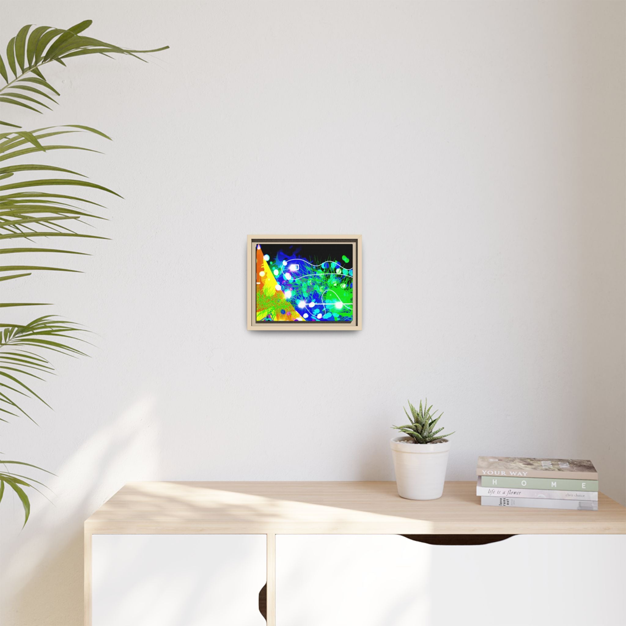 Abstract Neon Wave Matte Canvas Framed Art