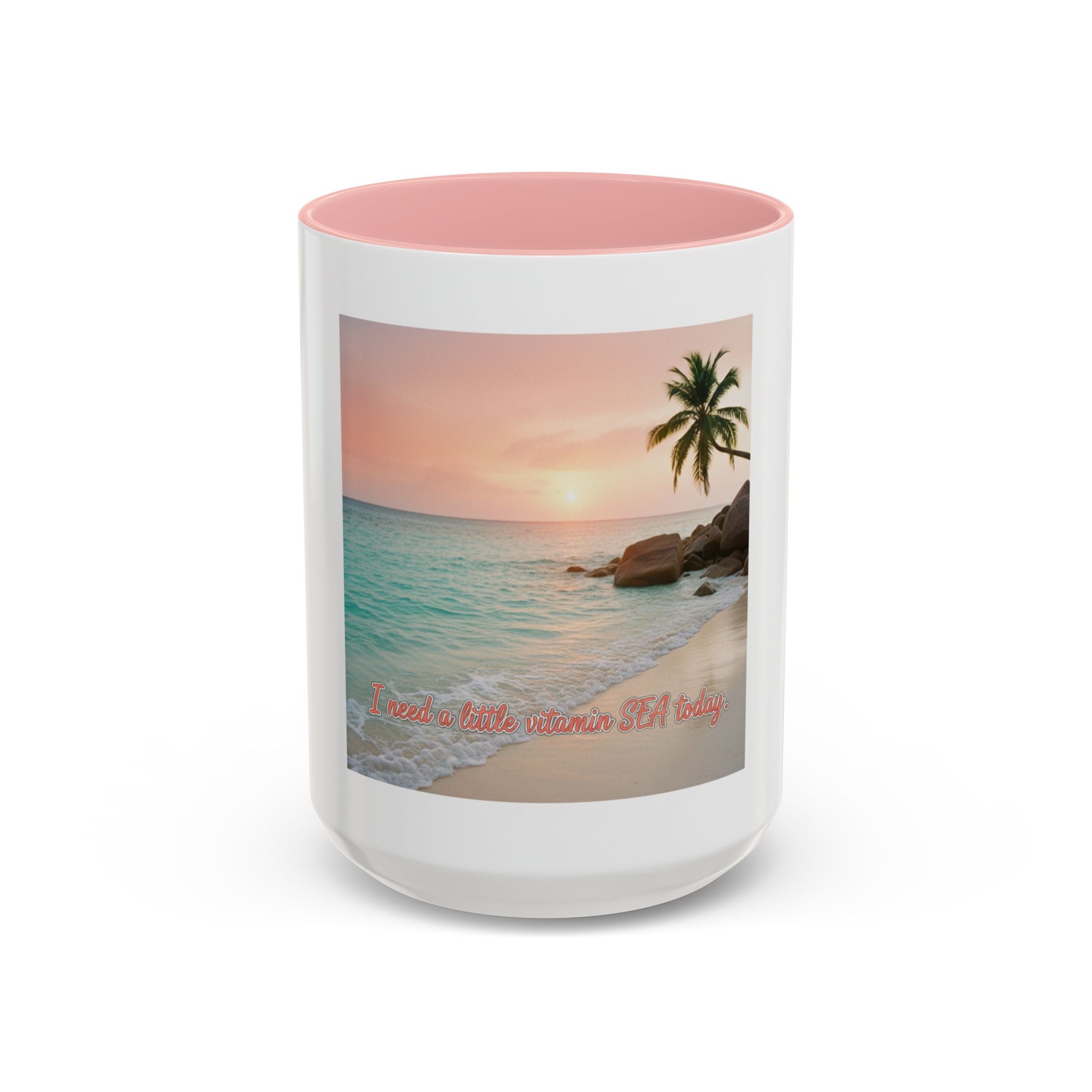 Tropical Beach Coffee Mug — Sunset Palm Ocean Accent Mug (11/15 oz)