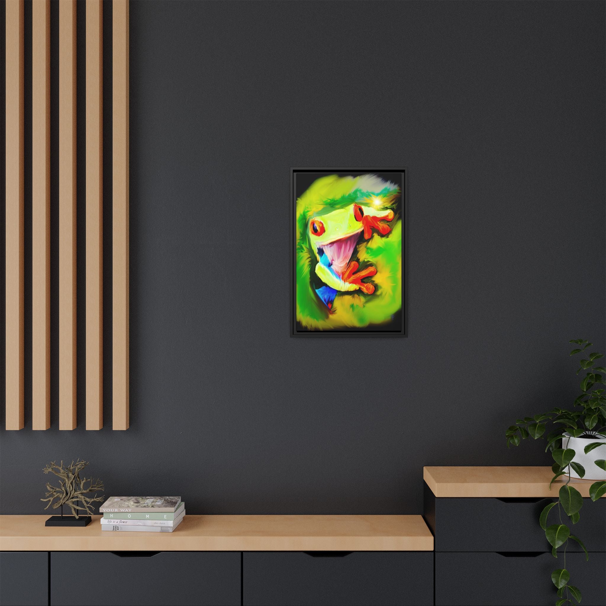 Colorful Tree Frog Matte Canvas Print — Framed Tropical Wall Art