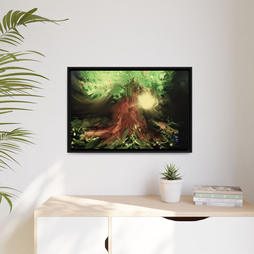 Sunset Tree Matte Canvas Framed Wall Art