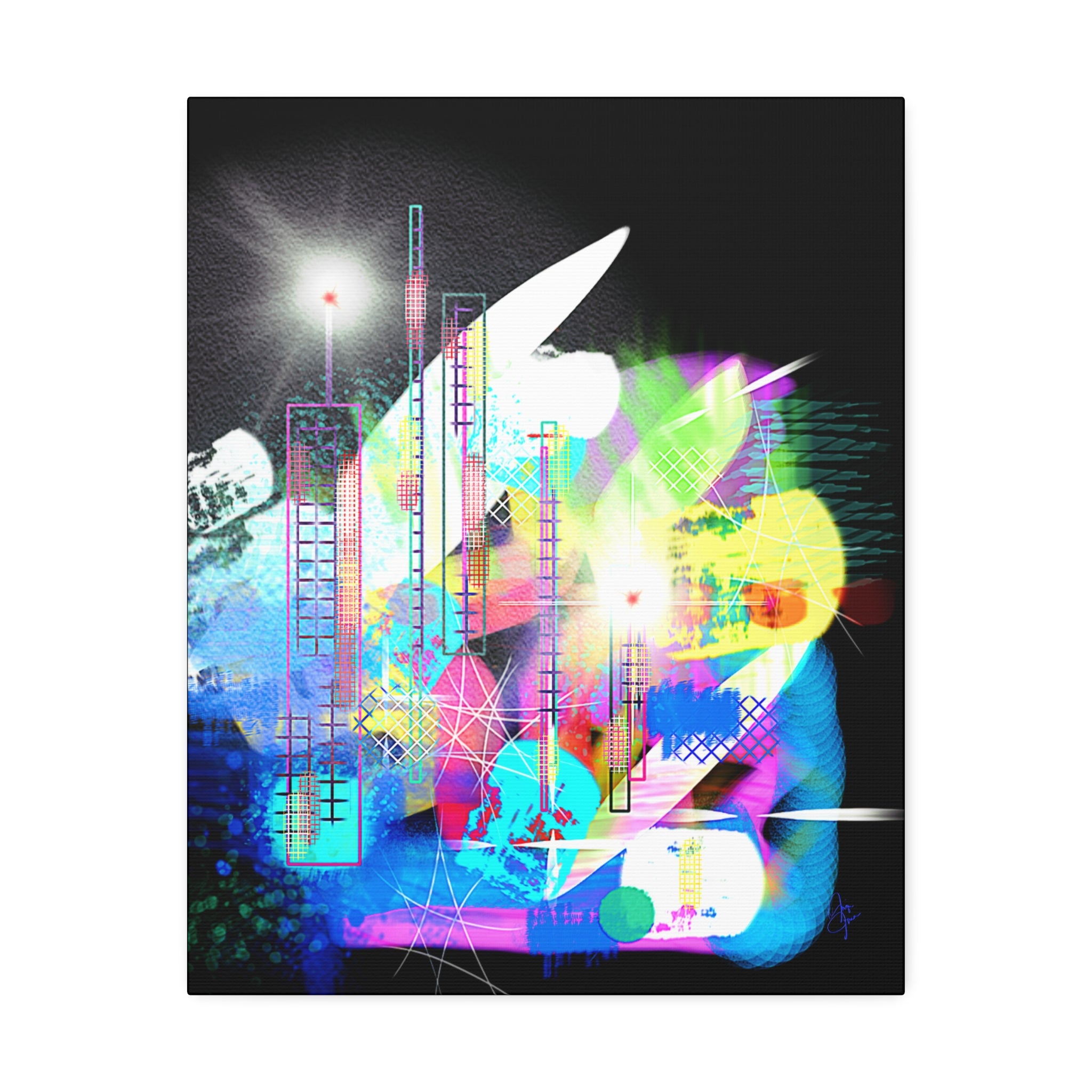 Abstract Neon Cityscape Canvas Print — Stretched 1.5"