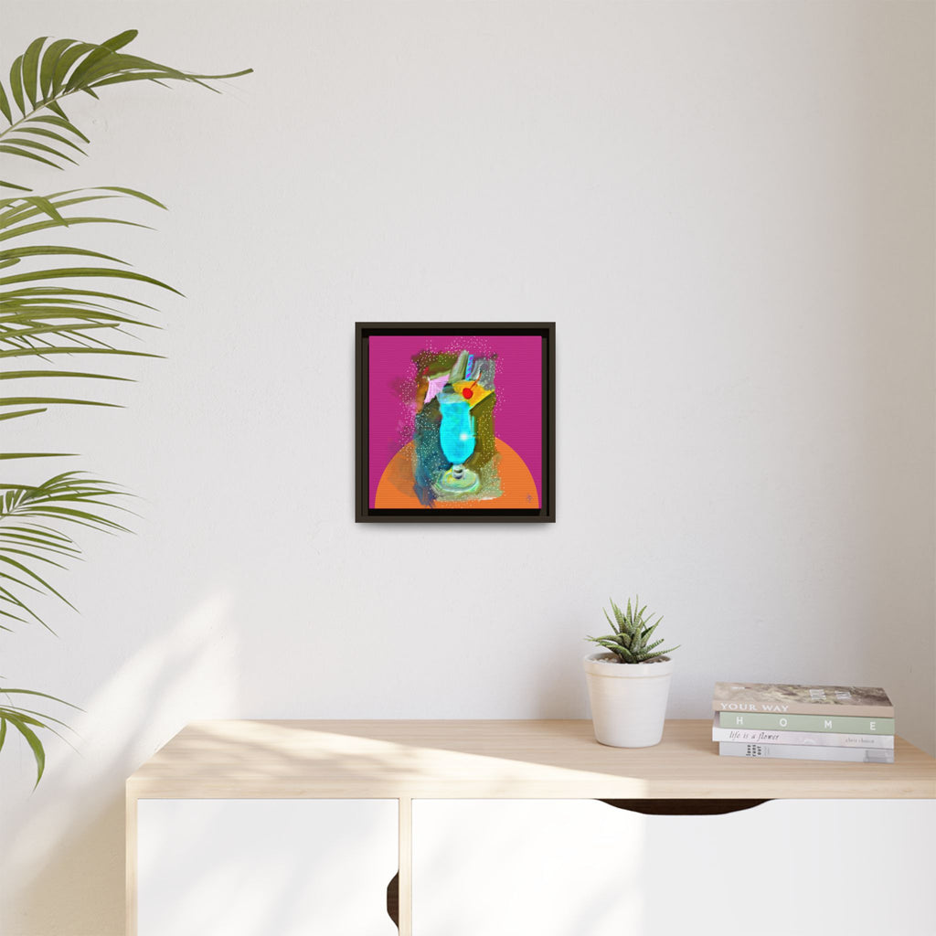 Tropical Blue Cocktail Canvas Print — Framed Matte Bar Art