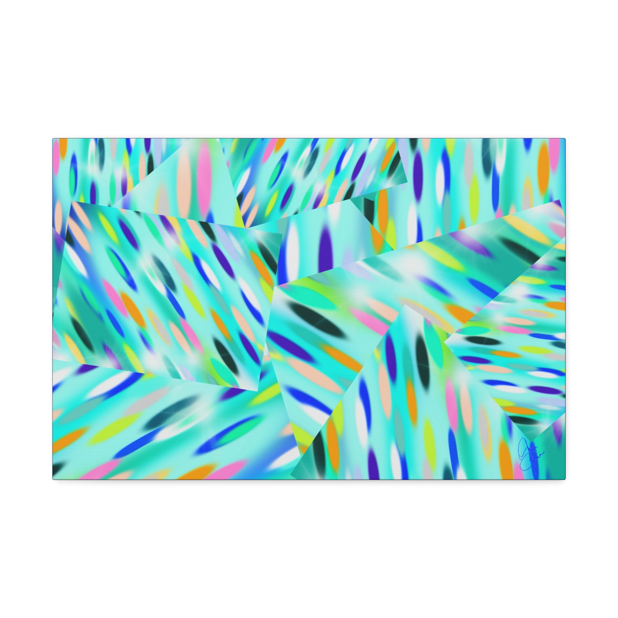 Abstract Aqua Canvas Print — Turquoise Geometric Art on Stretched 1.5" Canvas