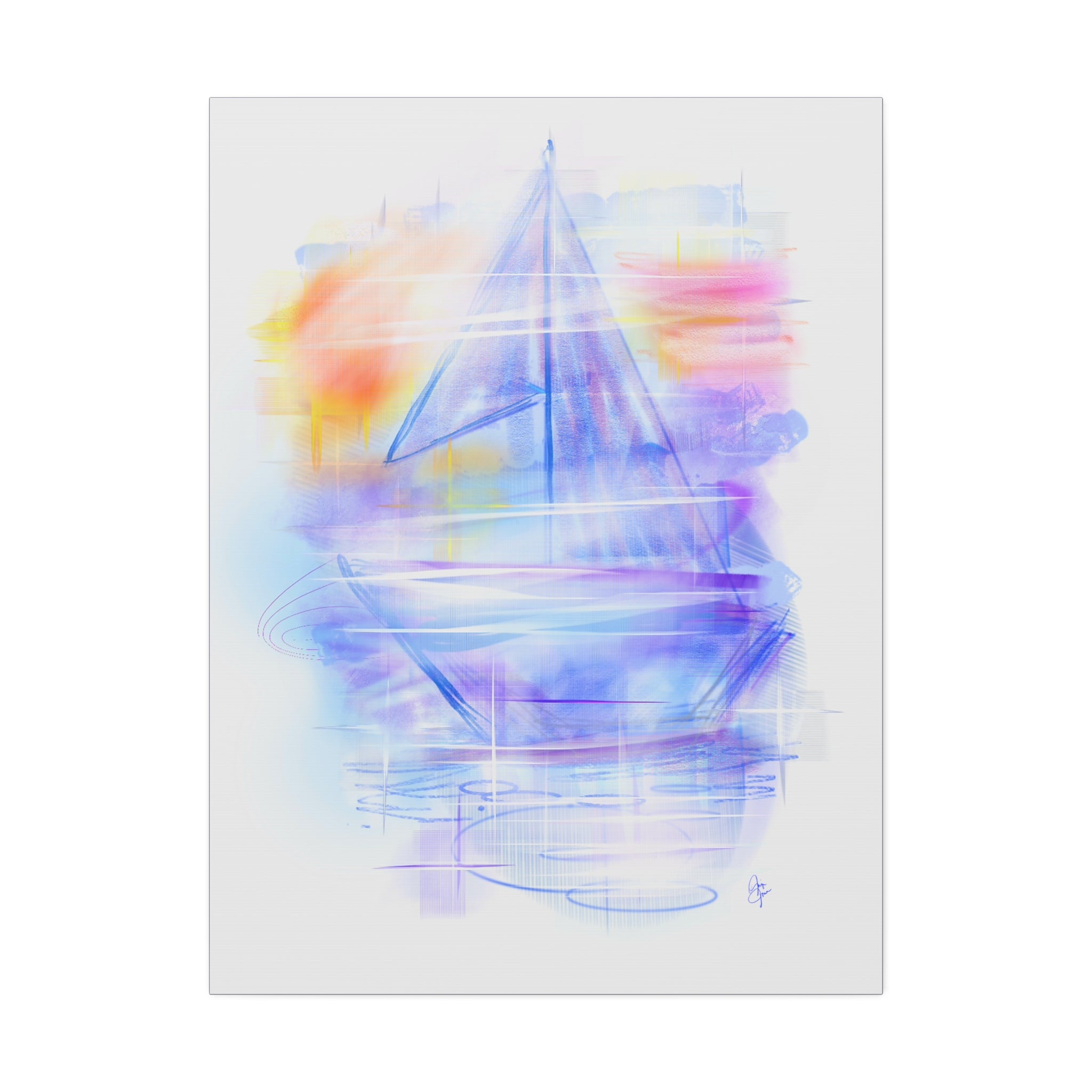 Sailboat Serenity Canvas Print — Pastel Abstract Nautical Wall Art, Stretched 1.5"
