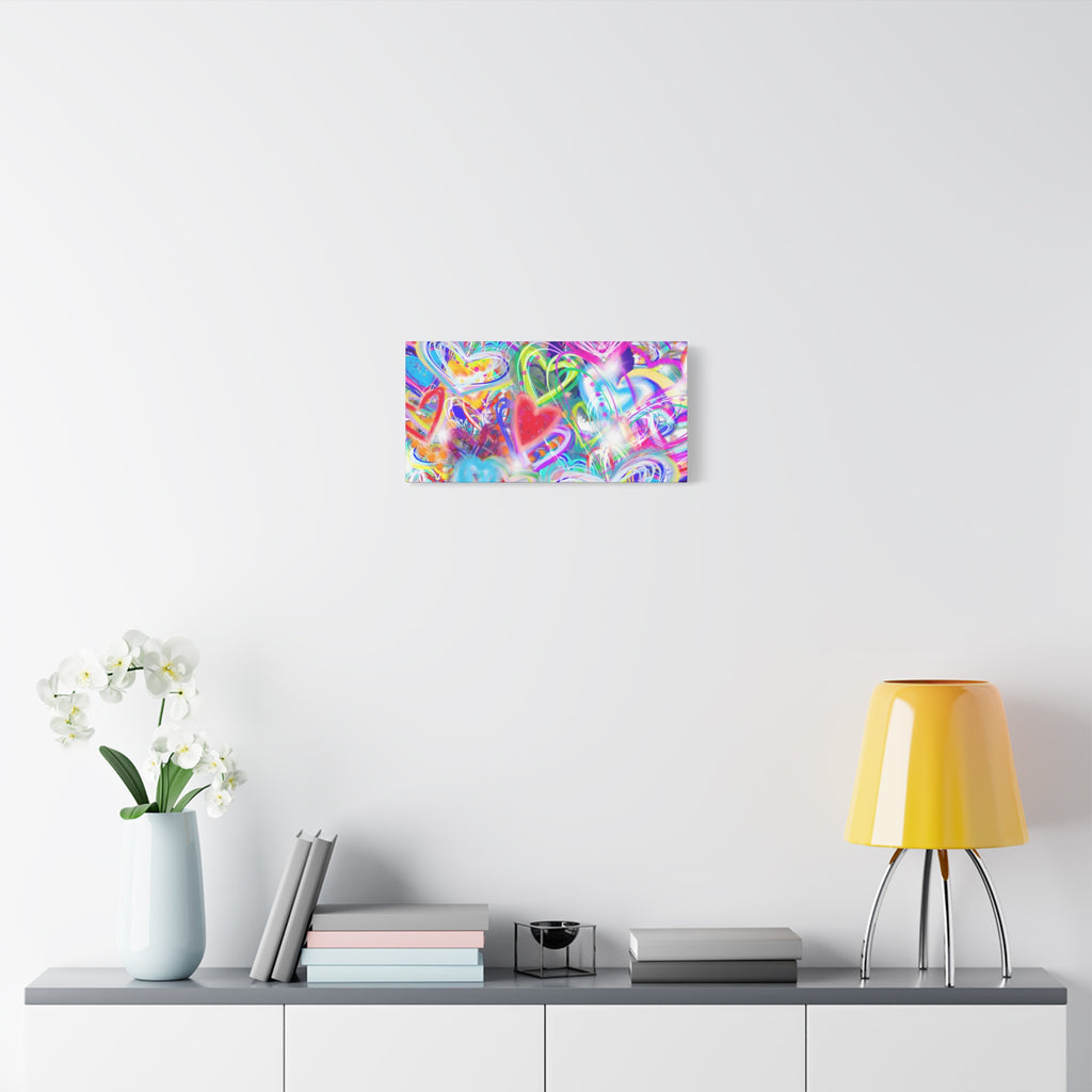 Colorful Heart Graffiti Matte Canvas