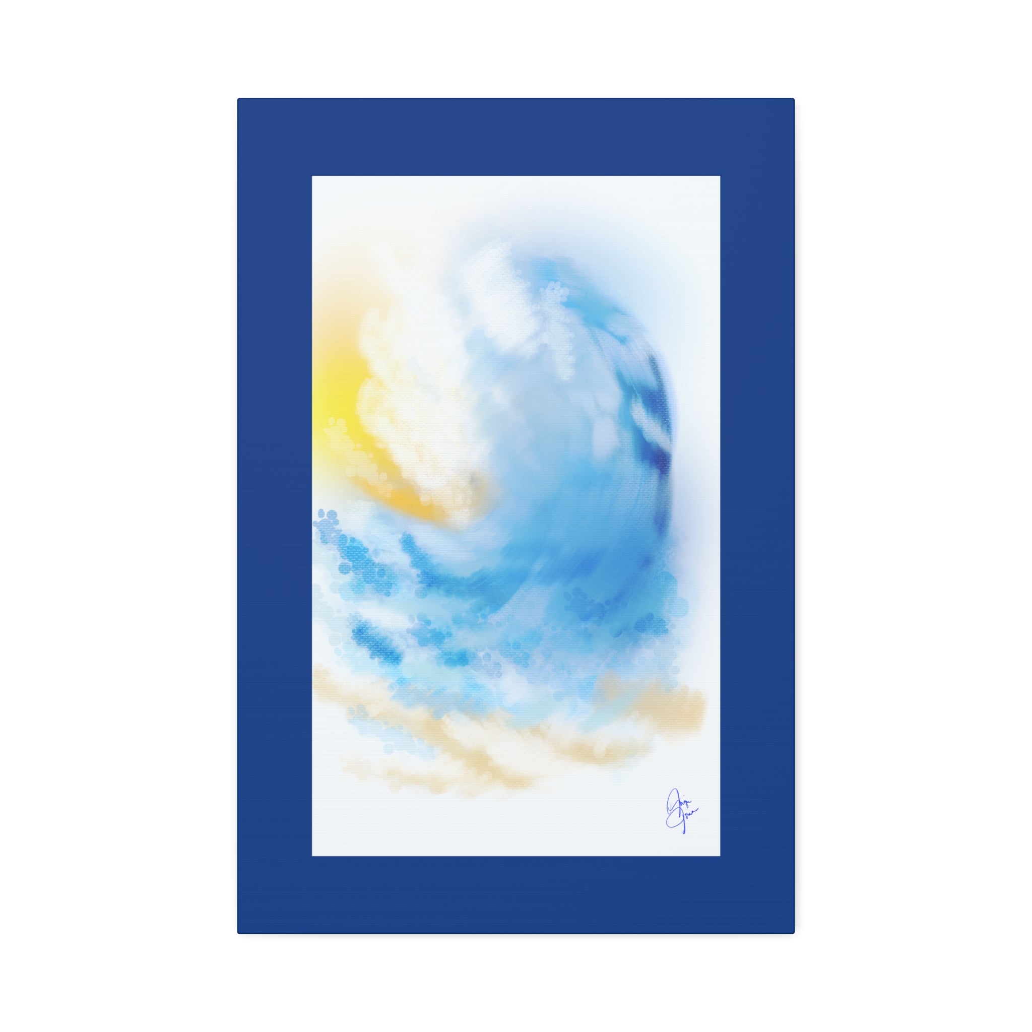 Ocean Wave Canvas Print — Sunlit Blue Seascape Stretched Canvas