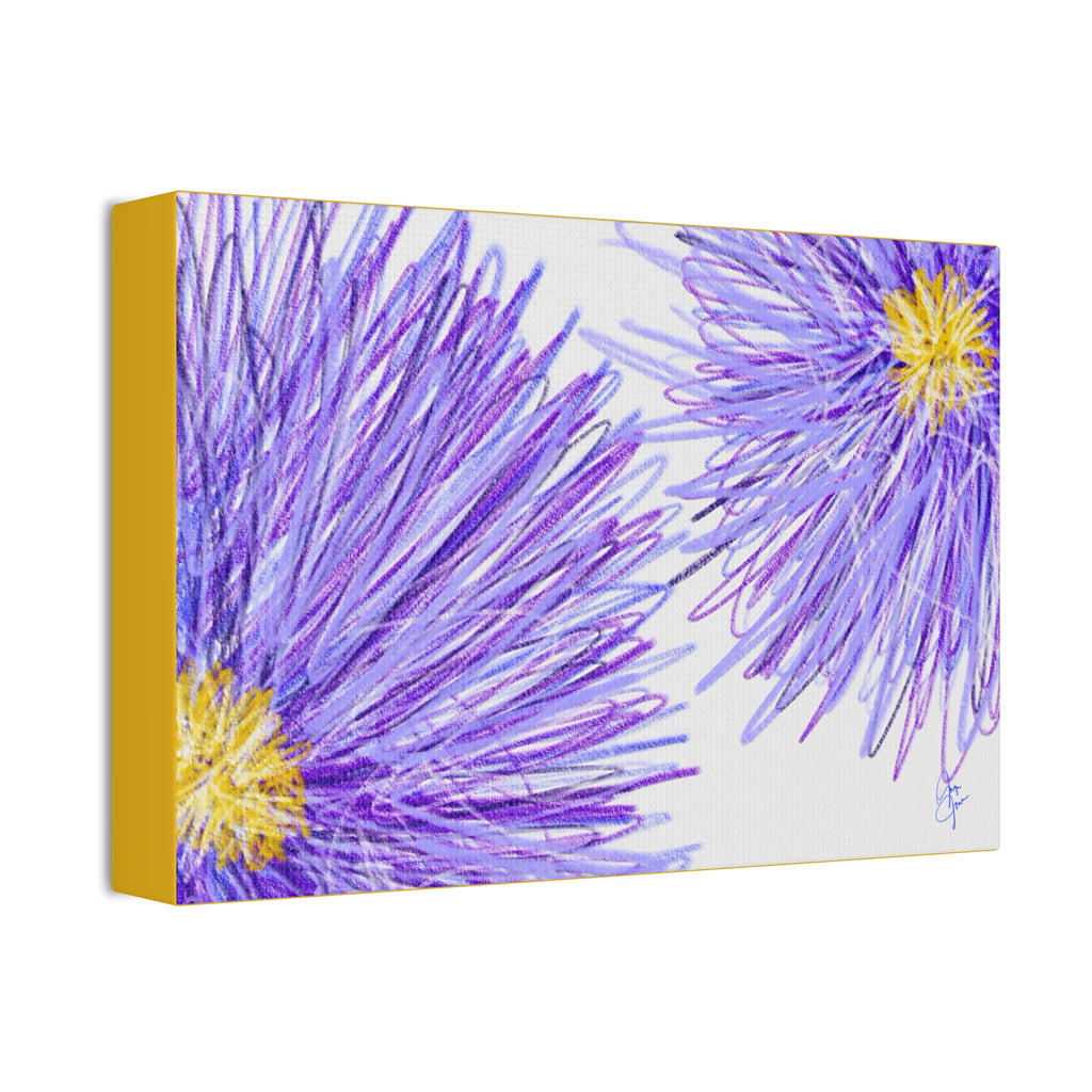 Purple Aster Floral Canvas Wrap – Vibrant Botanical Wall Art, 1.5" Stretched