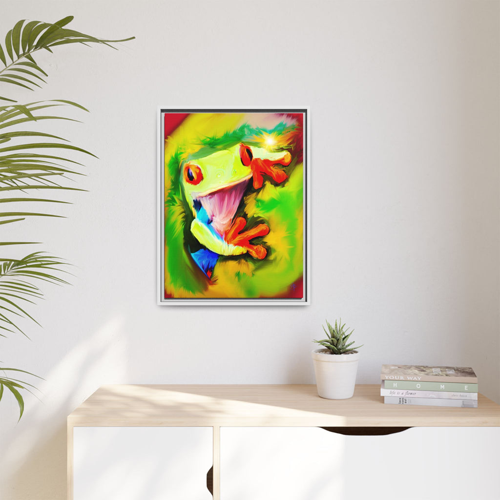 Colorful Tree Frog Matte Canvas Print — Framed Tropical Wall Art