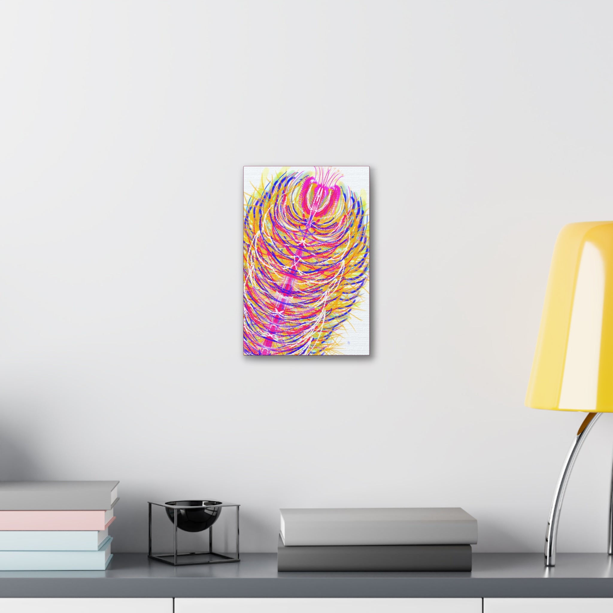 Colorful Feather Canvas Wall Art – Vibrant Abstract Plumage, Stretched 1.5"