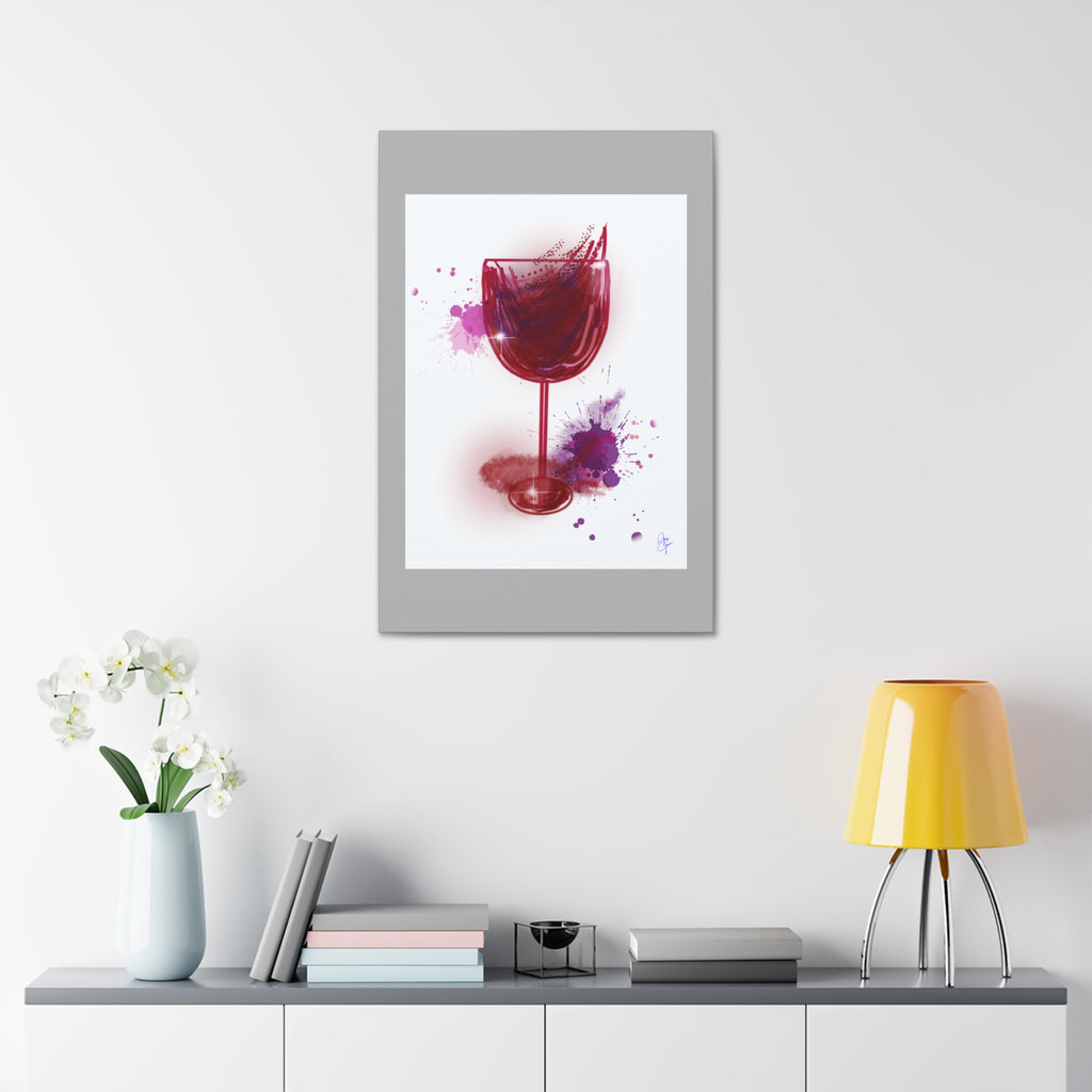 Wine Glass Art Canvas — Red Wine Splash Stretched Wall Art (1.5" Depth)