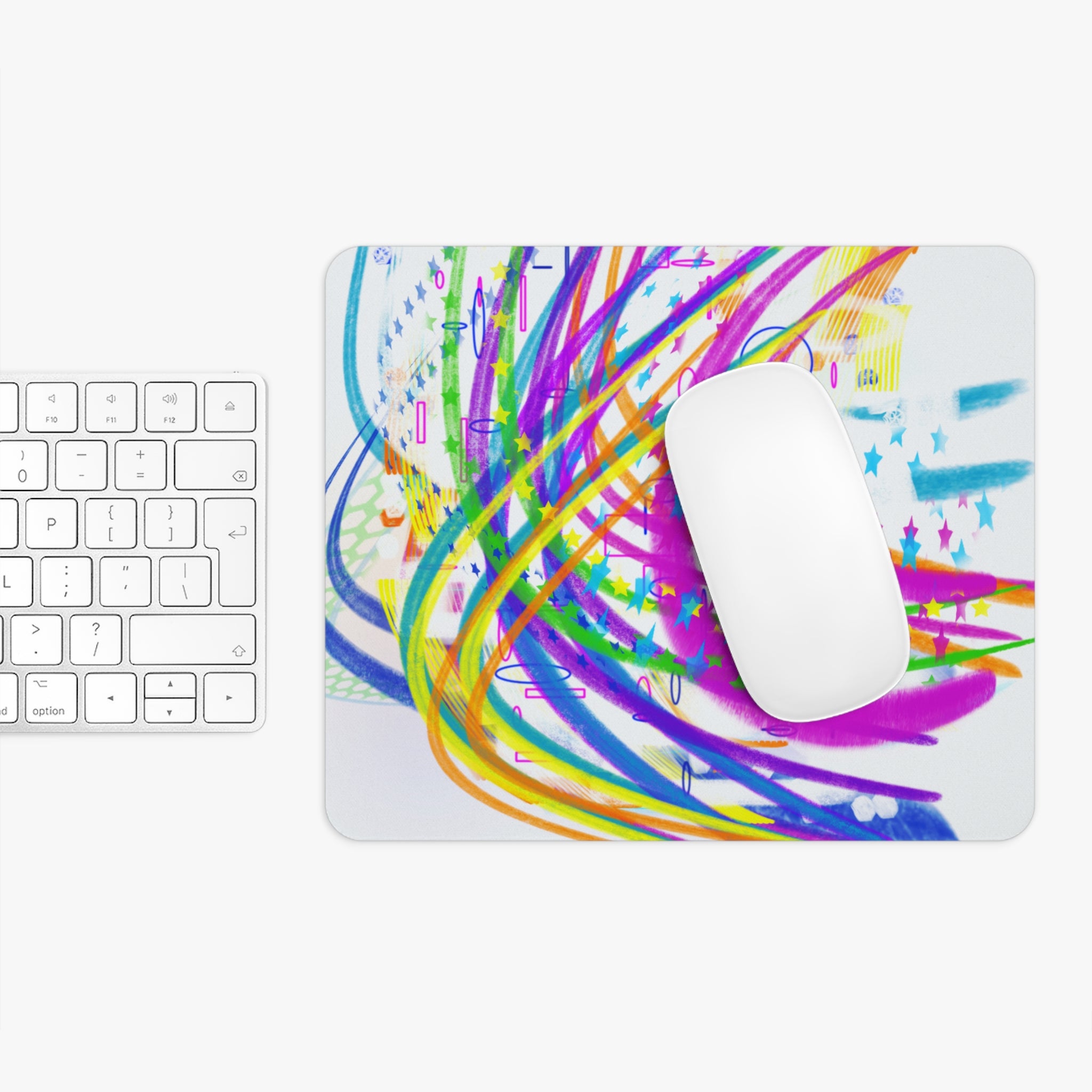 Abstract Rainbow Swirl Mouse Pad — Colorful Artistic Desk Mat for Office & Gaming