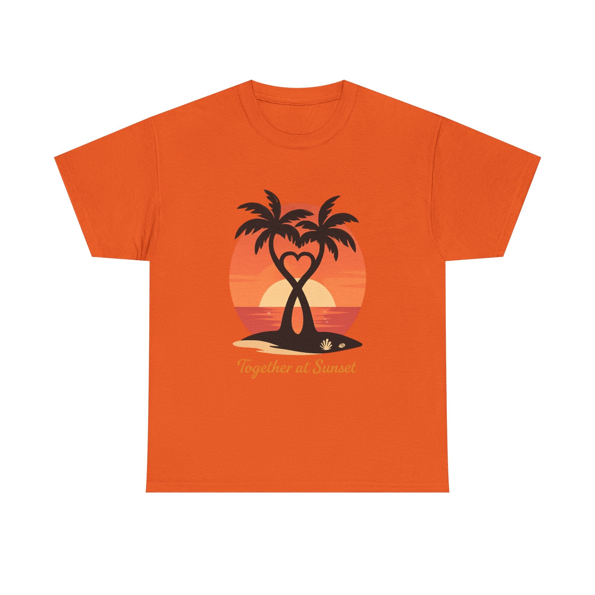 Sunset Palm Love T‑Shirt — “Together at Sunset” Beach Tee