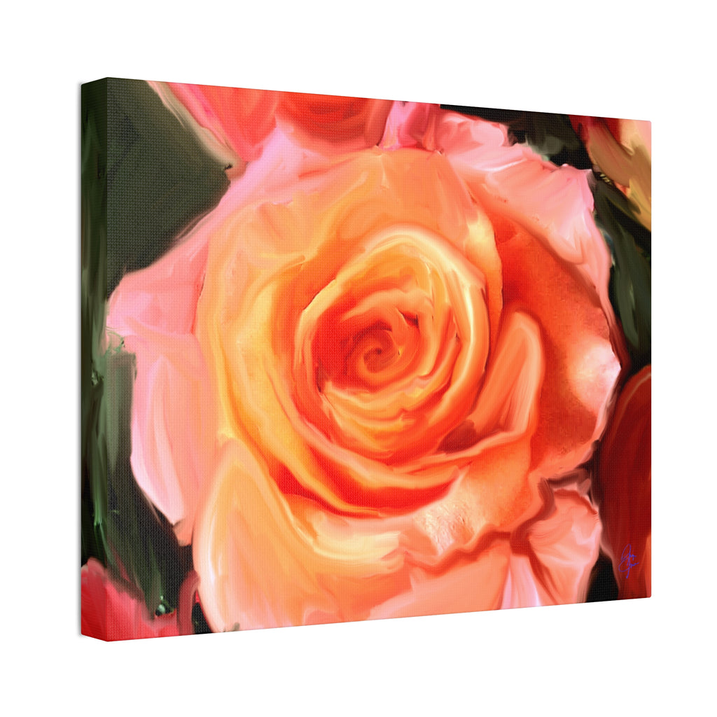 Orange Rose Canvas Print — Stretched 1.5" Wall Art