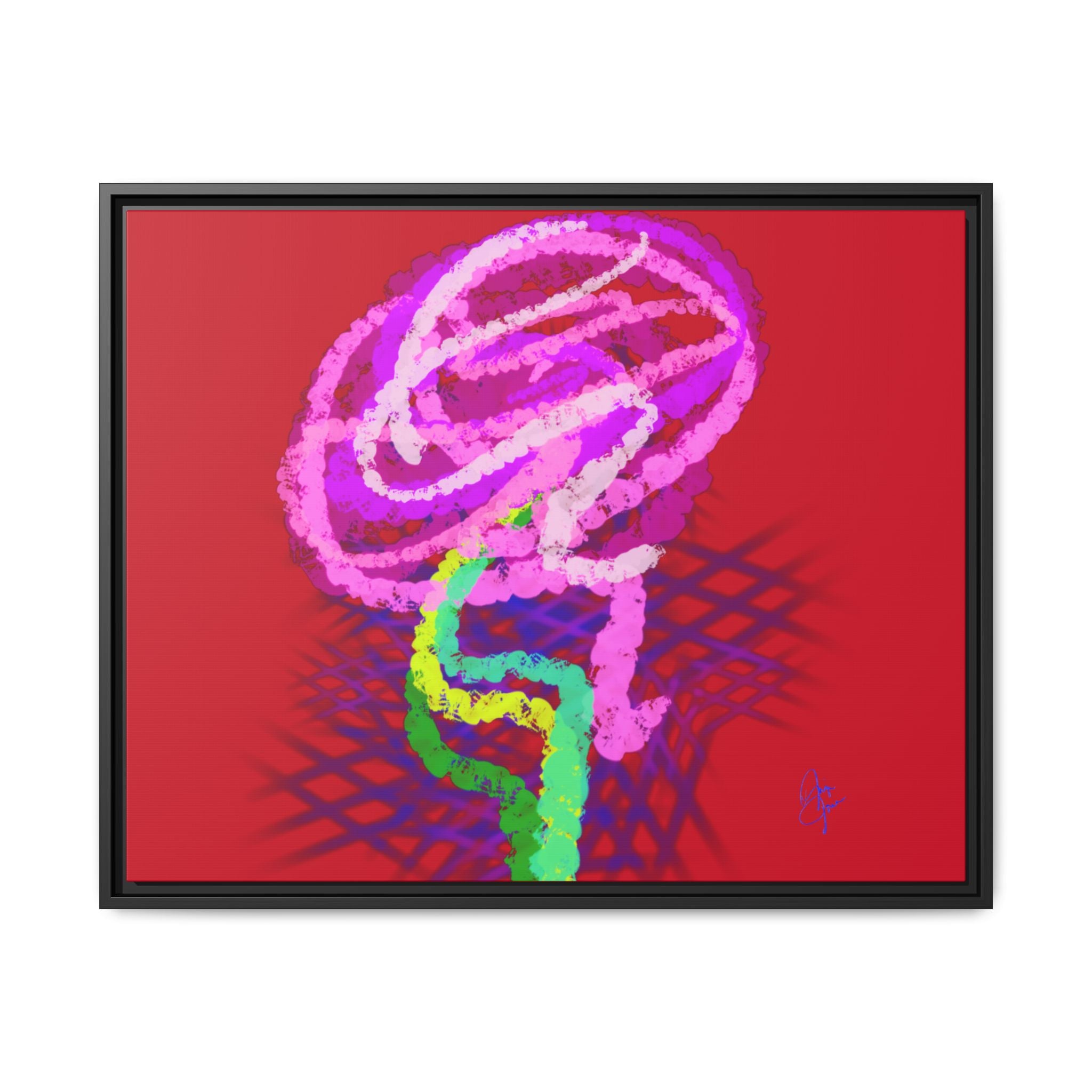 Framed Matte Canvas - Neon Rose Abstract Wall Art