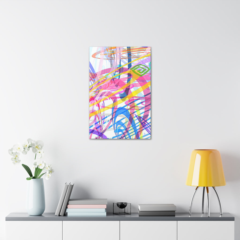 Abstract Rainbow Scribble Canvas – Colorful Modern Wall Art (1.5" Stretched)