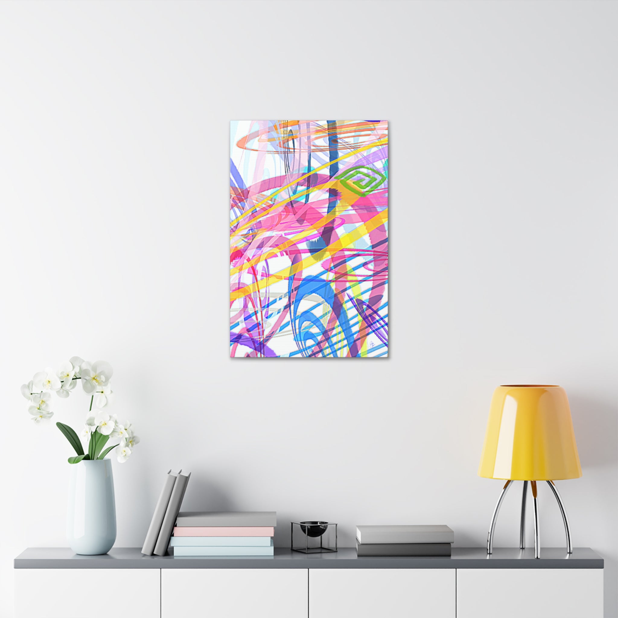 Abstract Rainbow Scribble Canvas – Colorful Modern Wall Art (1.5" Stretched)