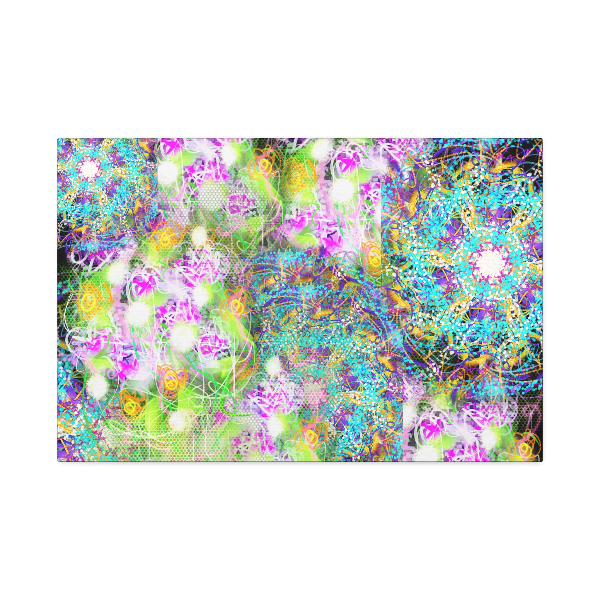 Abstract Floral Galaxy Canvas - Vibrant Stretched Wall Art