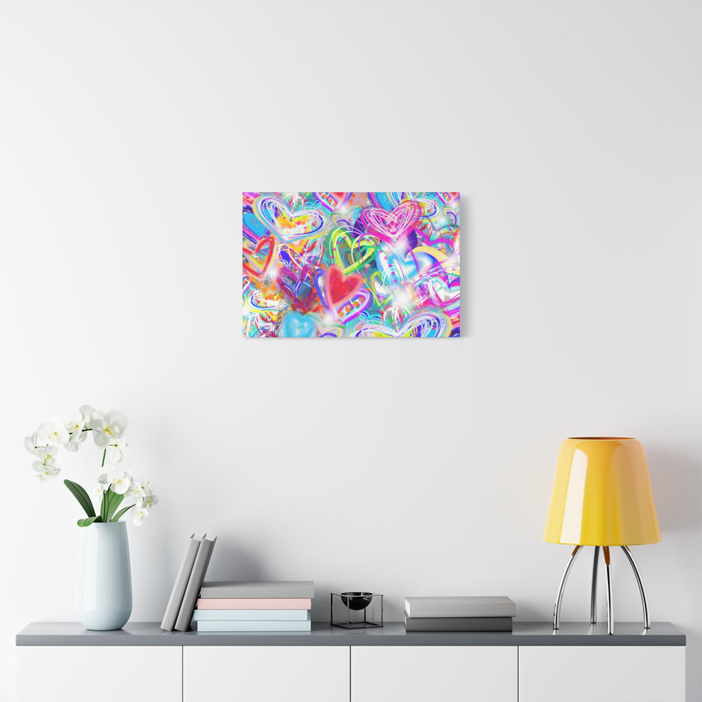 Colorful Heart Graffiti Matte Canvas