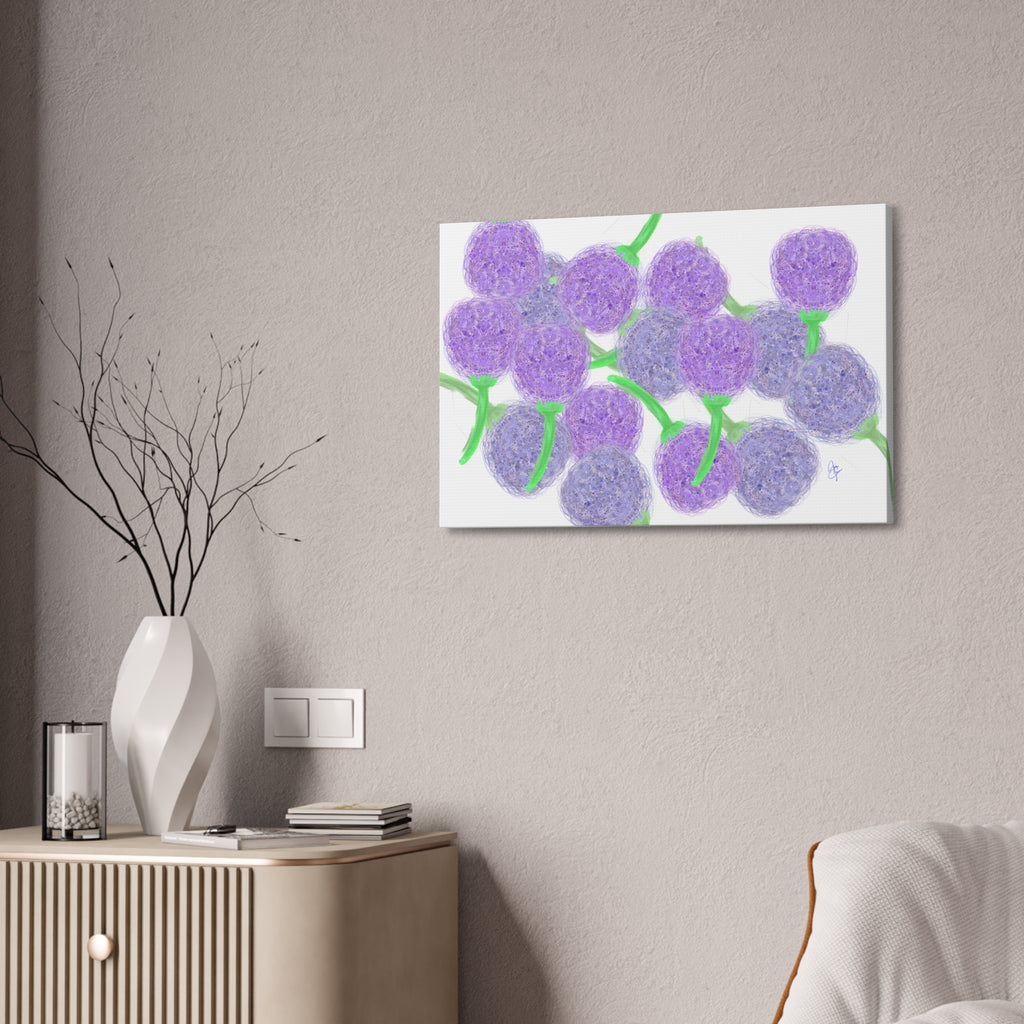 Purple Berry Art Canvas Print — Floral Abstract Wall Decor (Stretched 1.5")