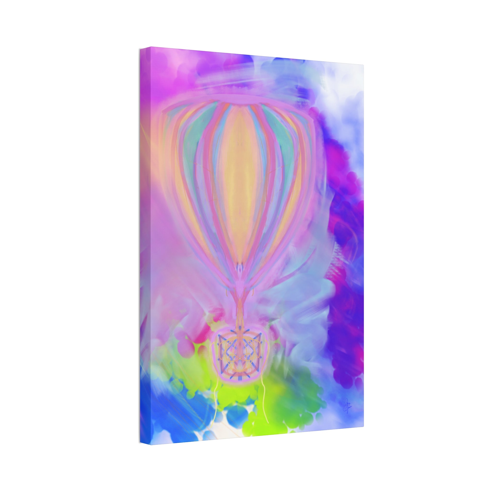 Whimsical Hot Air Balloon Kids Canvas Art — Bright Stretched Wall Decor
