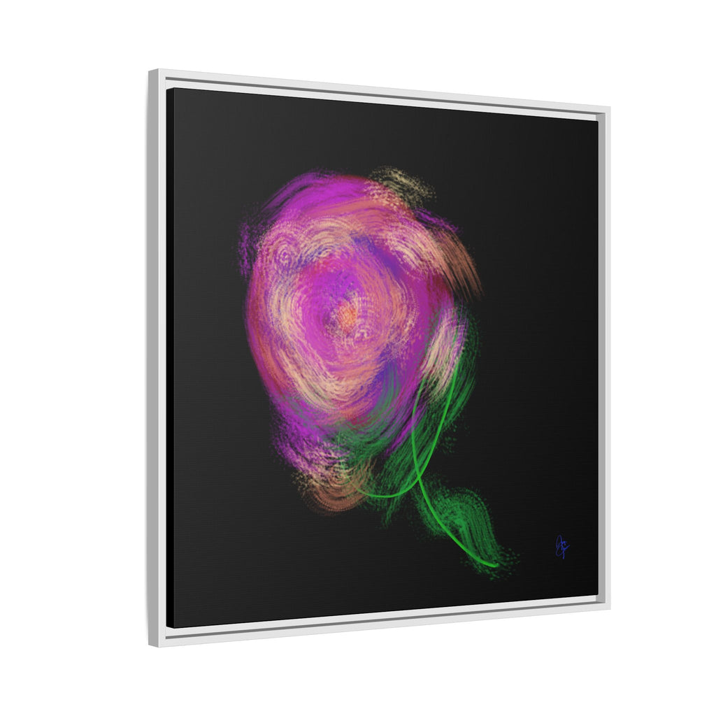 Abstract Rose Swirl Matte Framed Canvas — Multicolor Floral Wall Art