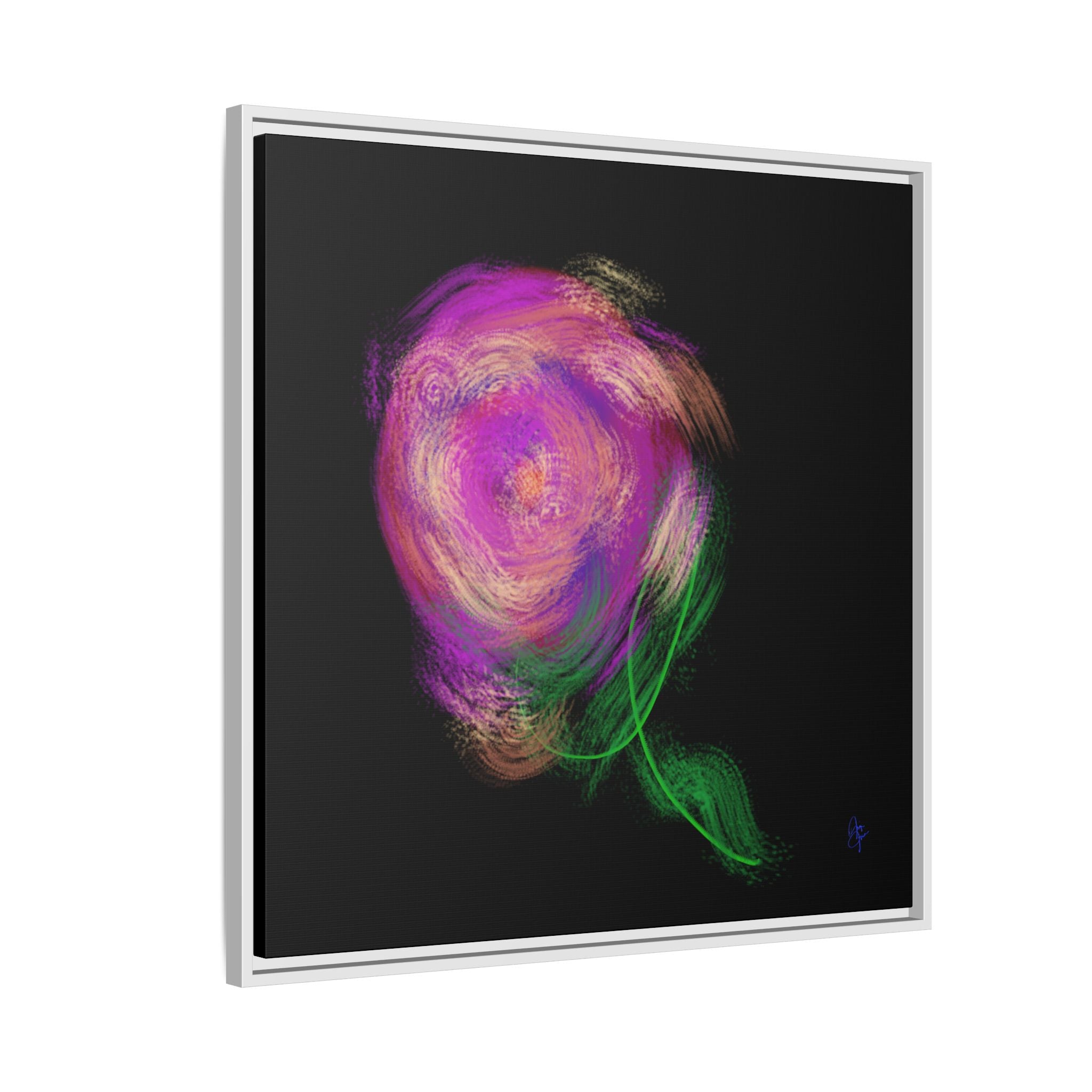 Abstract Rose Swirl Matte Framed Canvas — Multicolor Floral Wall Art