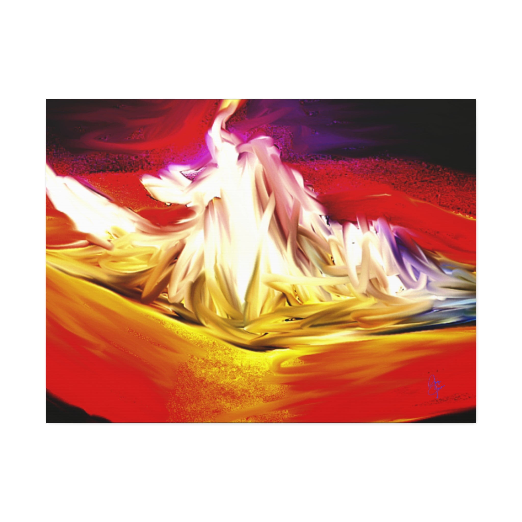 Abstract Campfire Canvas Print — Vibrant Red & Gold Stretched Wall Art