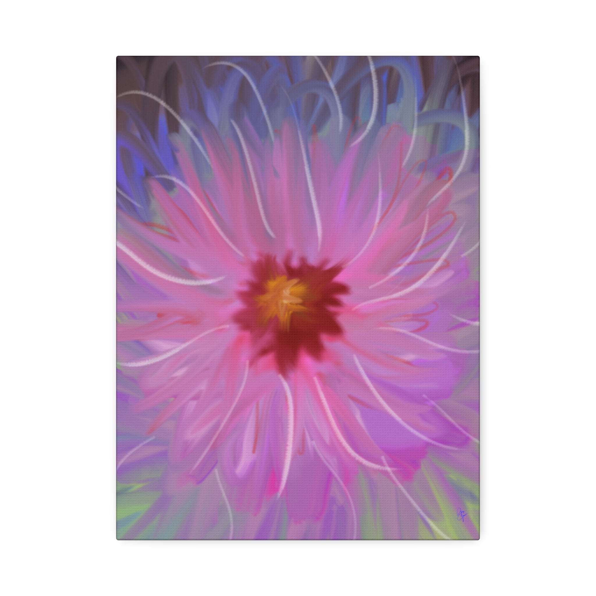 Pink Dahlia Floral Canvas Print — Stretched 1.5" Wall Art