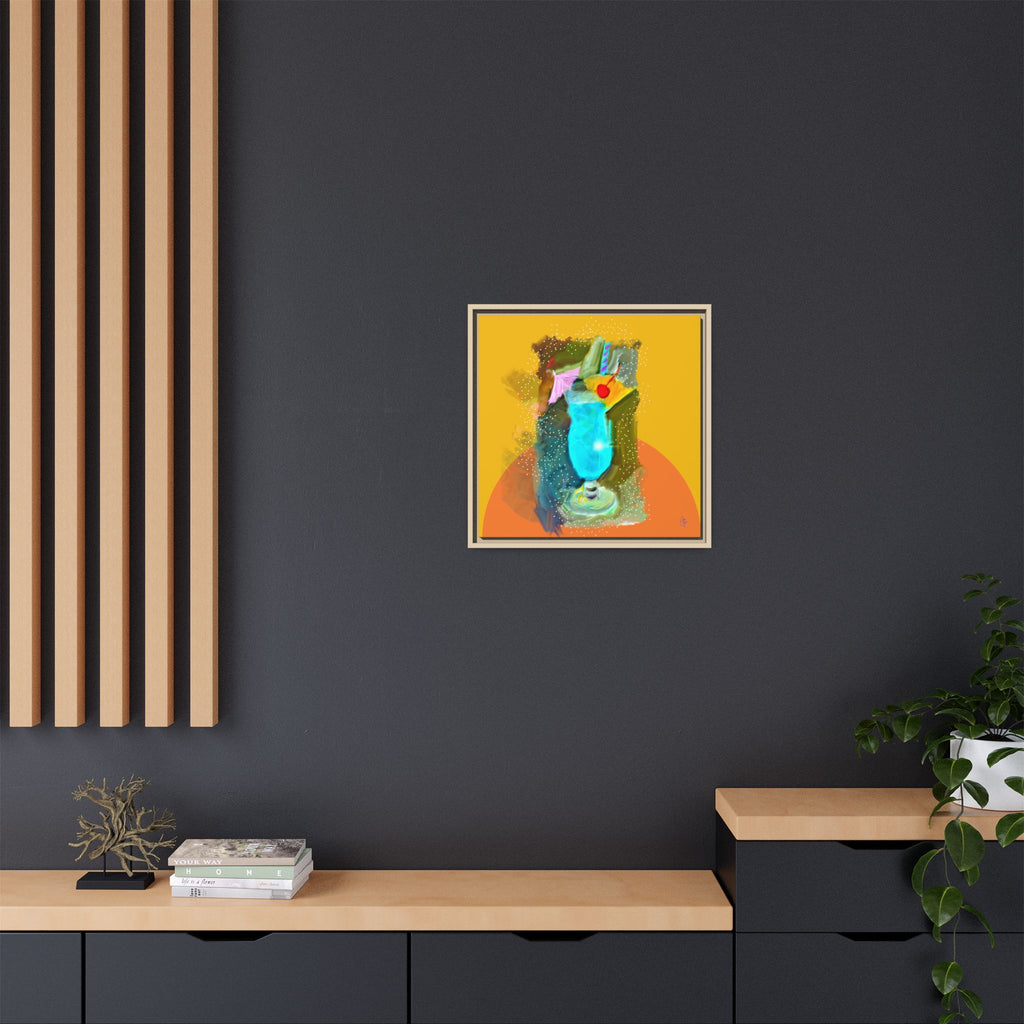 Tropical Blue Cocktail Canvas Print — Framed Matte Bar Art