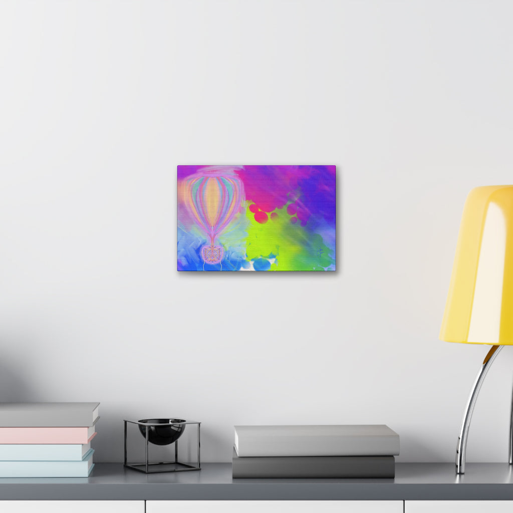 Whimsical Hot Air Balloon Kids Canvas Art — Bright Stretched Wall Decor