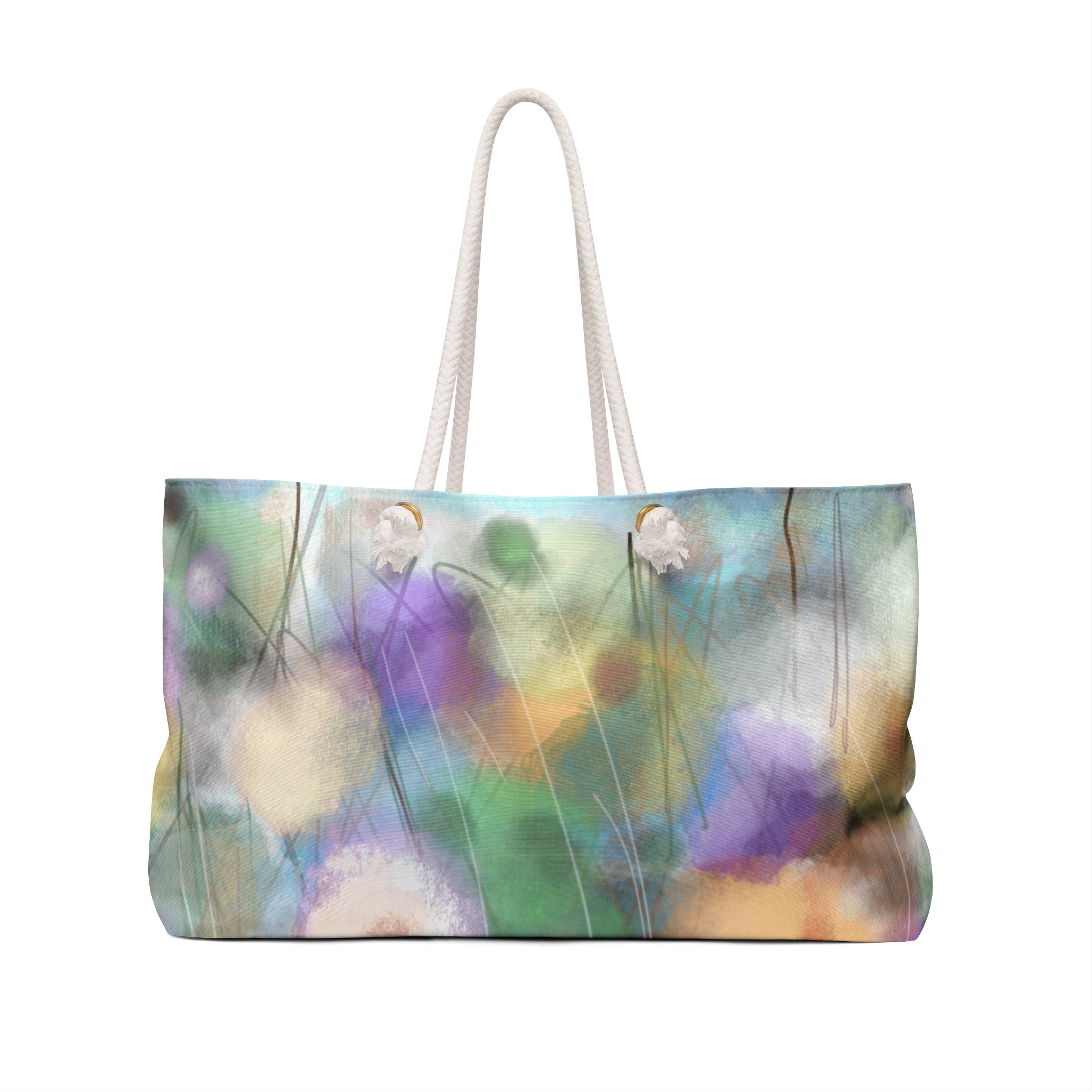 Floral Watercolor Weekender Bag — Pastel Garden Travel Tote