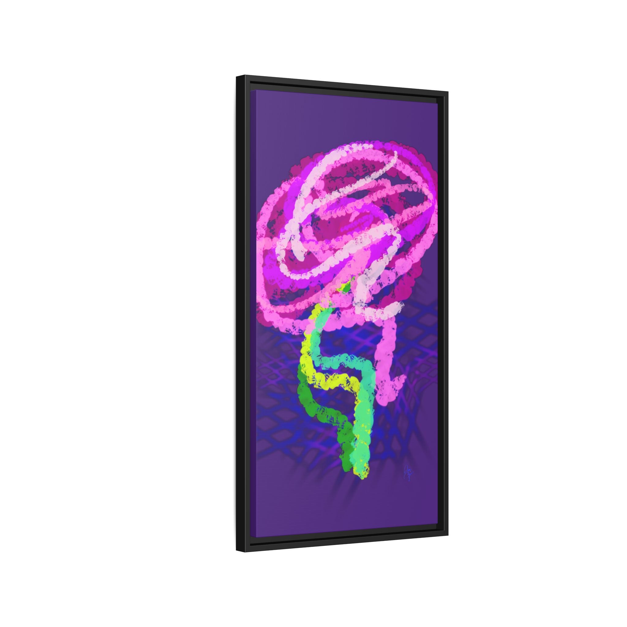 Framed Matte Canvas - Neon Rose Abstract Wall Art