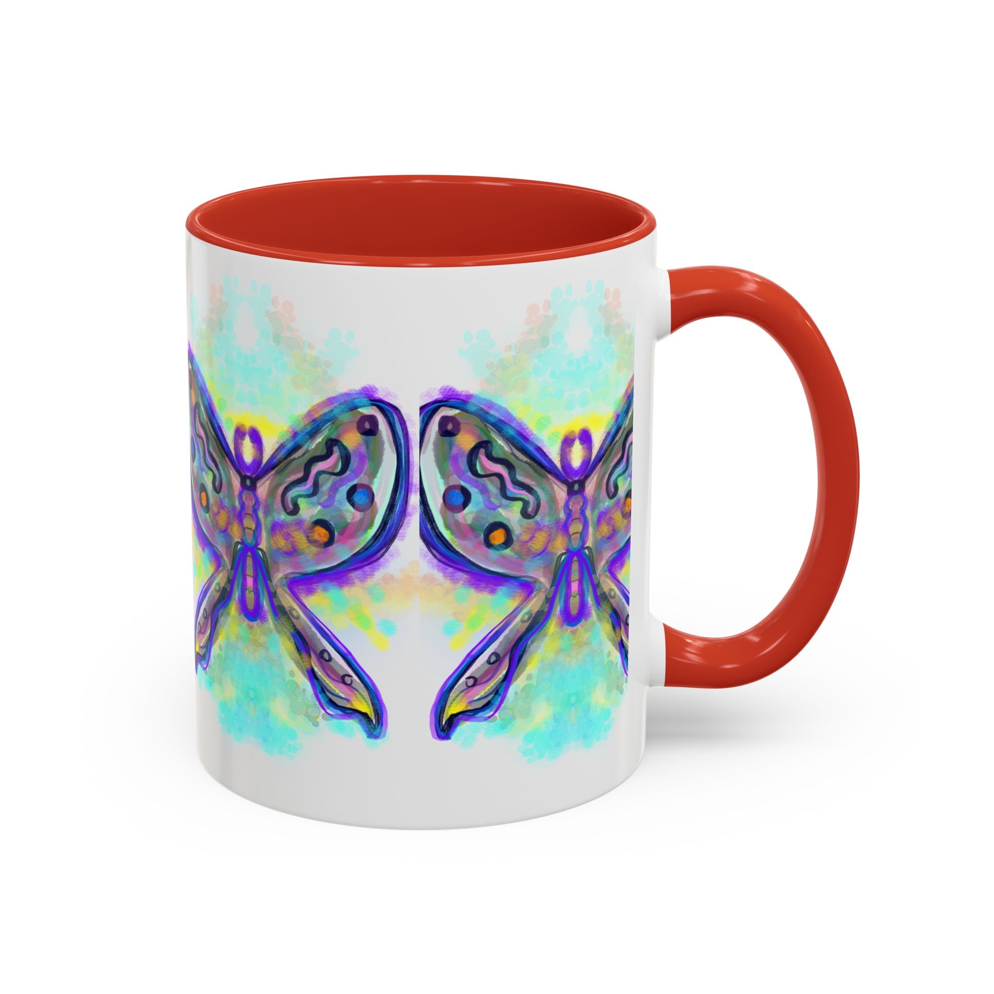Butterfly Accent Coffee Mug — Colorful Watercolor Butterfly Design (11/15oz)