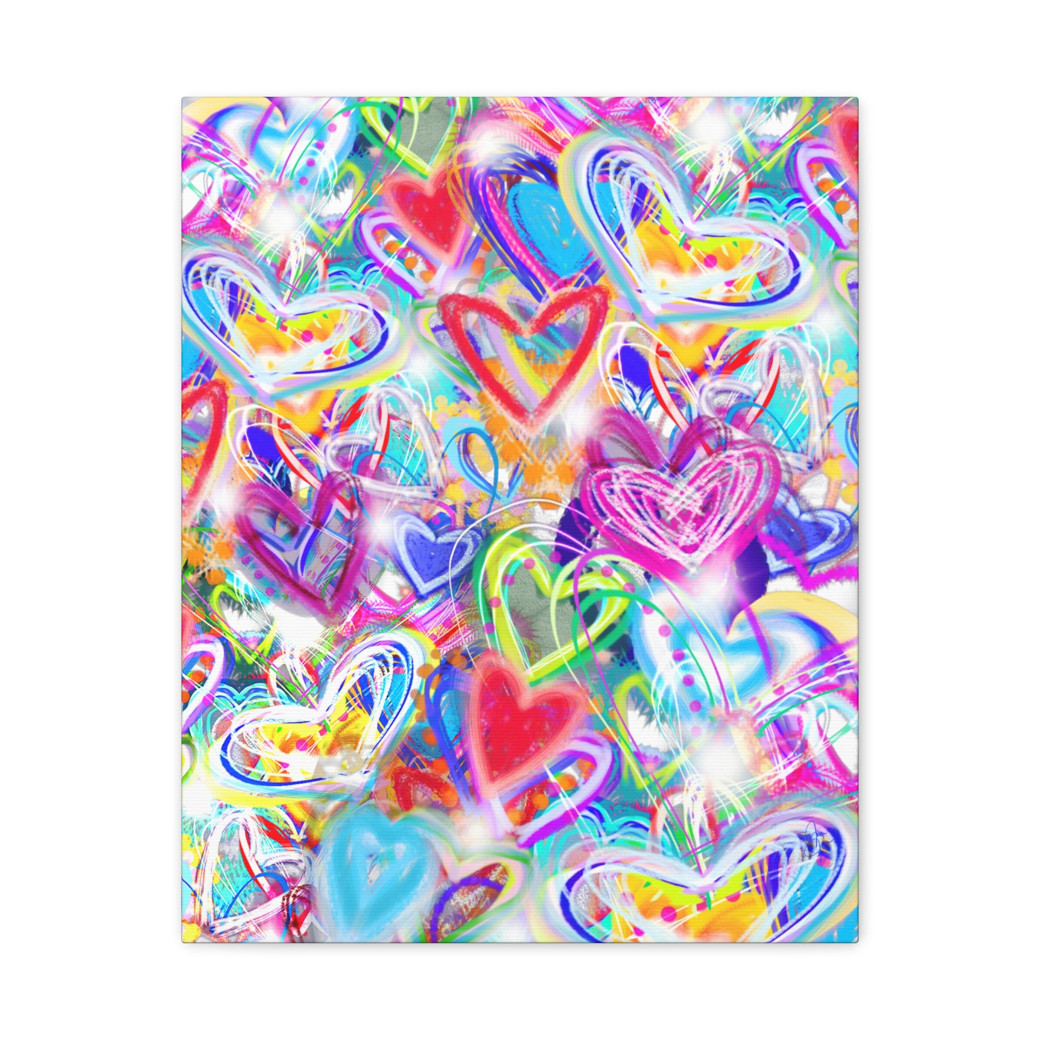 Colorful Heart Graffiti Matte Canvas