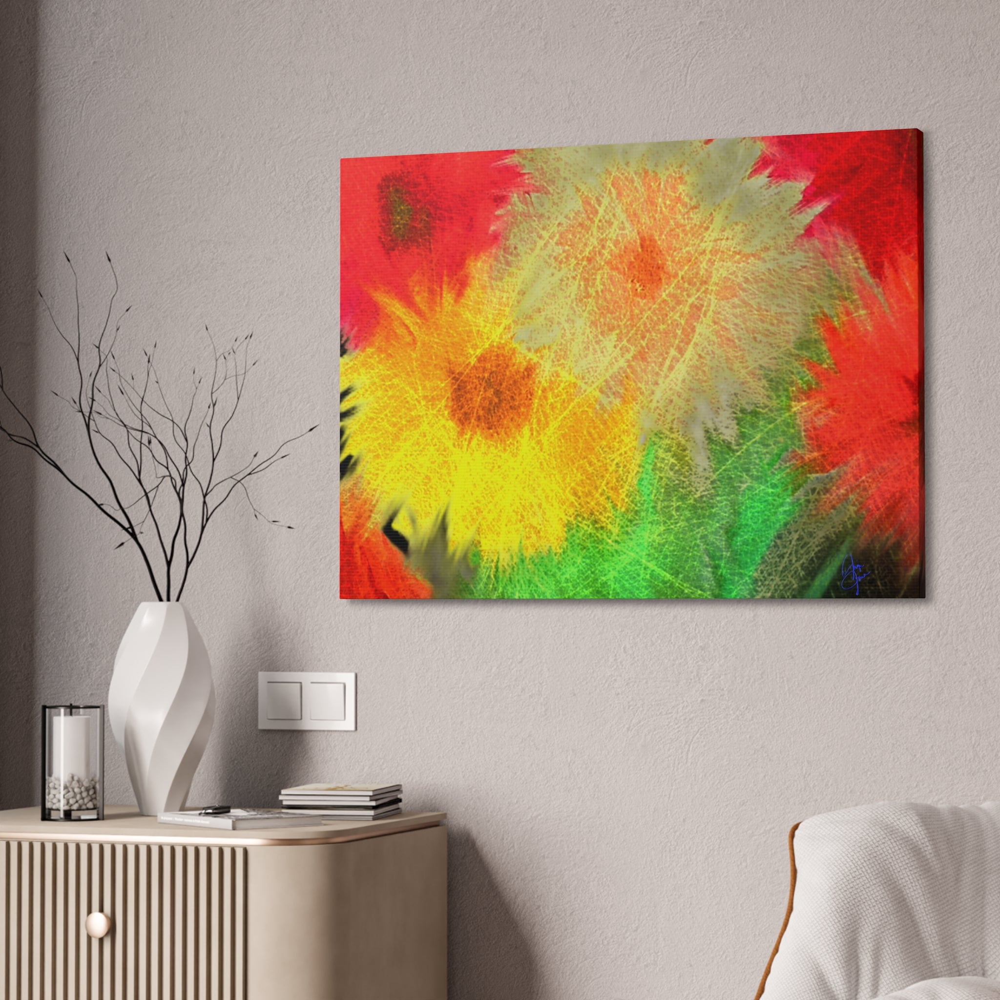 Abstract Rainbow Pumpkin Canvas Stretched 1.5" – Colorful Fall Wall Art