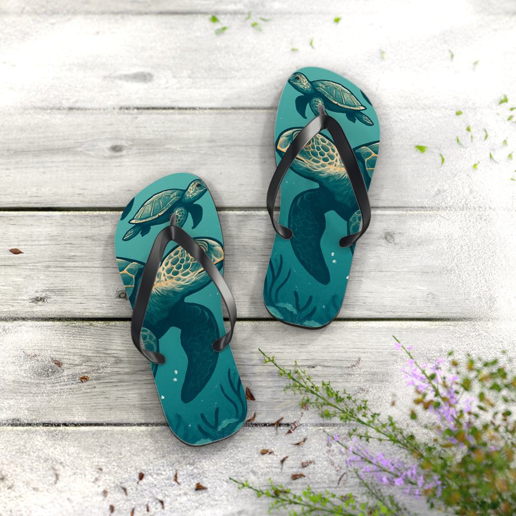 Turtle Print Flip Flops for Beach Lovers