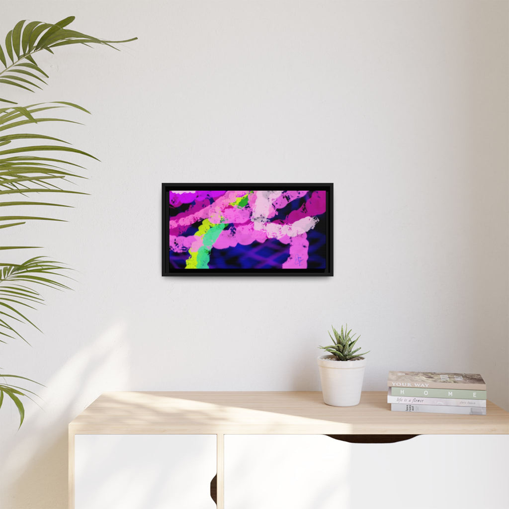 Framed Matte Canvas - Neon Rose Abstract Wall Art