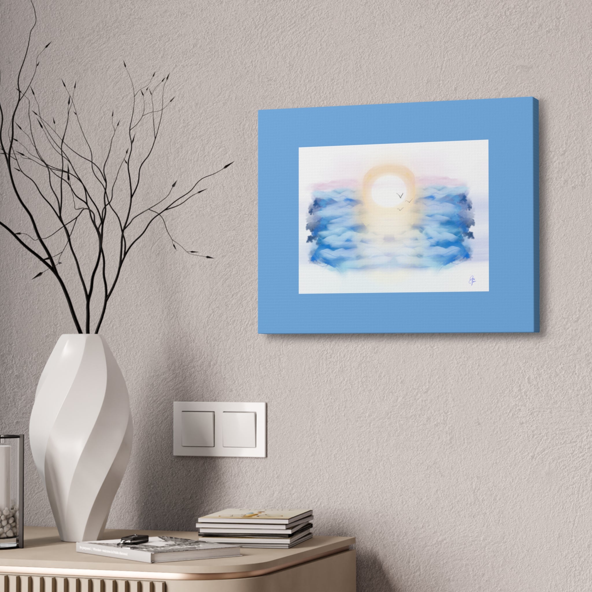 Sunrise Seascape Canvas Print — Soothing Ocean Wall Art, 1.5" Stretched