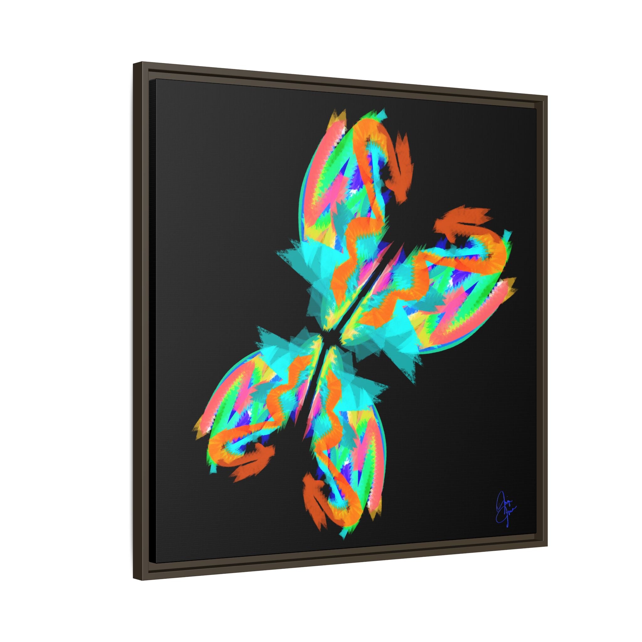Framed Matte Canvas — Neon Abstract Butterfly Wall Art