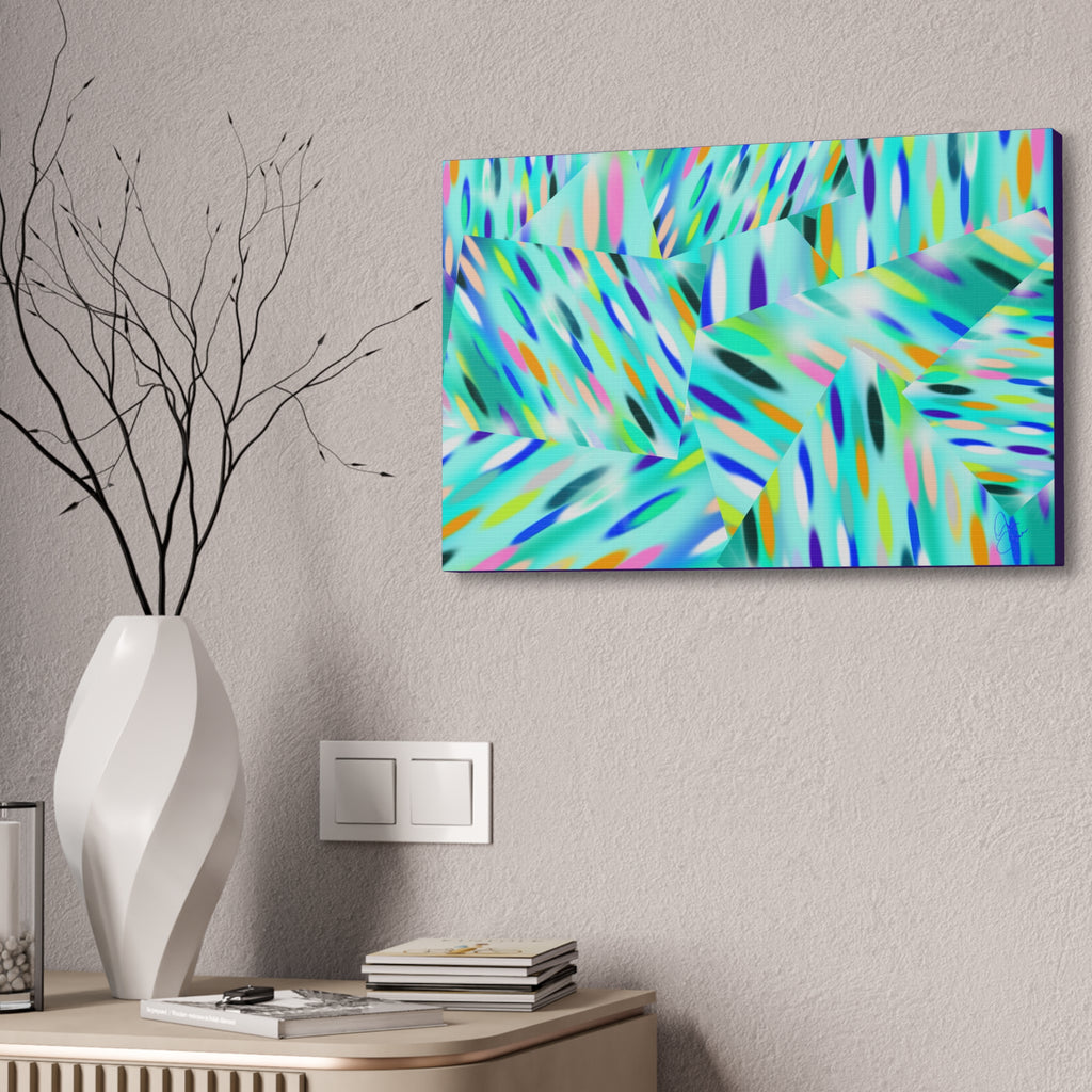 Abstract Aqua Canvas Print — Turquoise Geometric Art on Stretched 1.5" Canvas