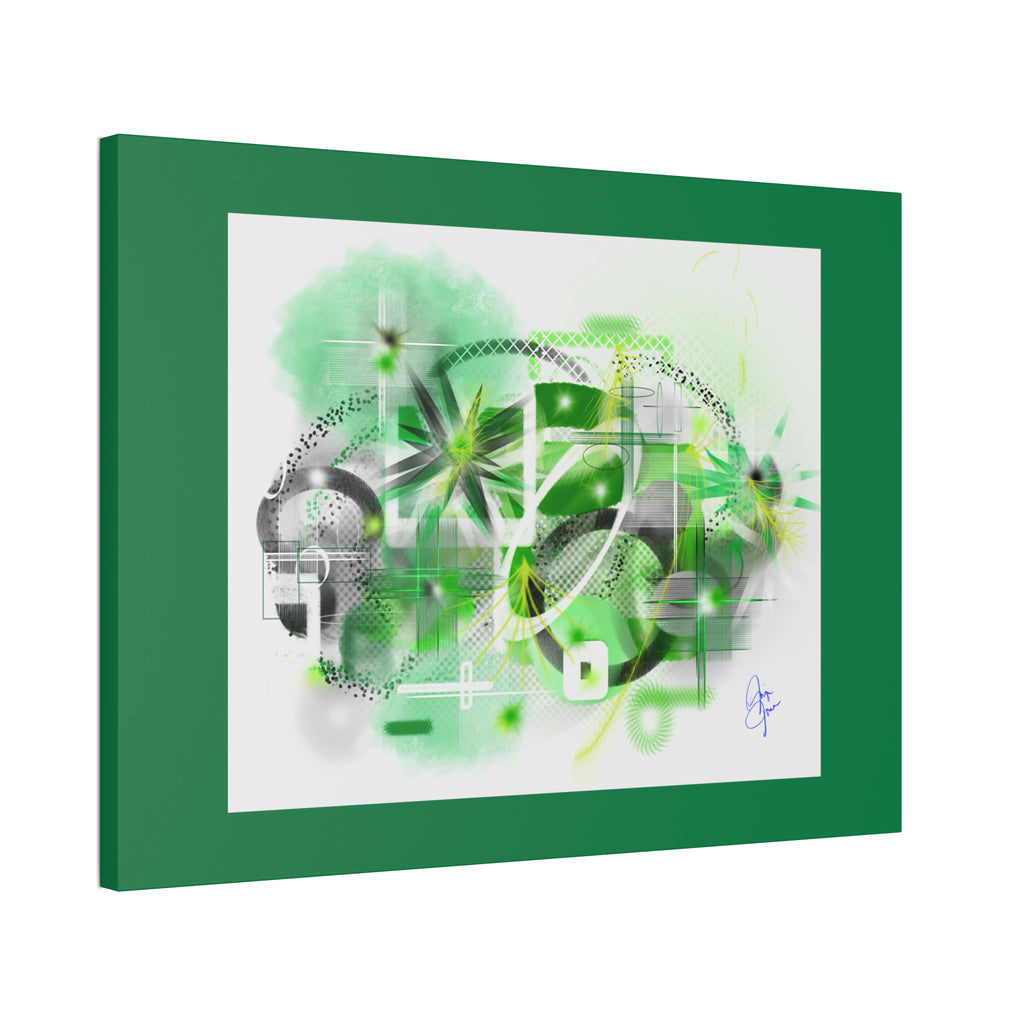 Abstract Green Geometric Canvas Stretched Print