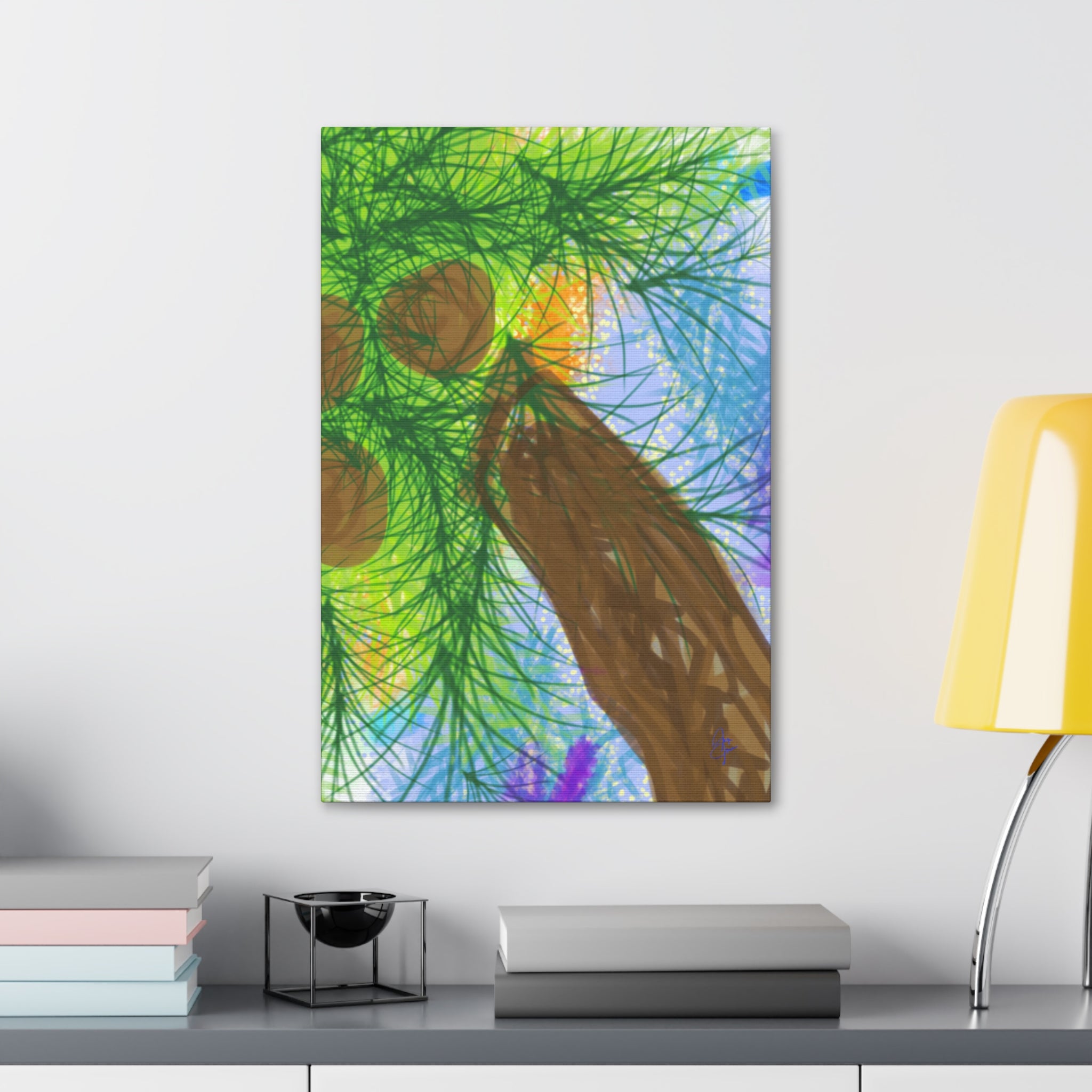Abstract Palm Tree Canvas Print — Colorful Stretched Wall Art (1.5" Depth)