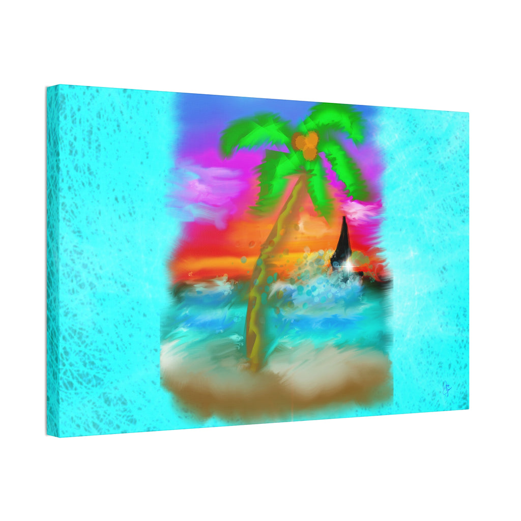 Tropical Sunset Palm Canvas - Stretched Wall Art (1.5" Depth)